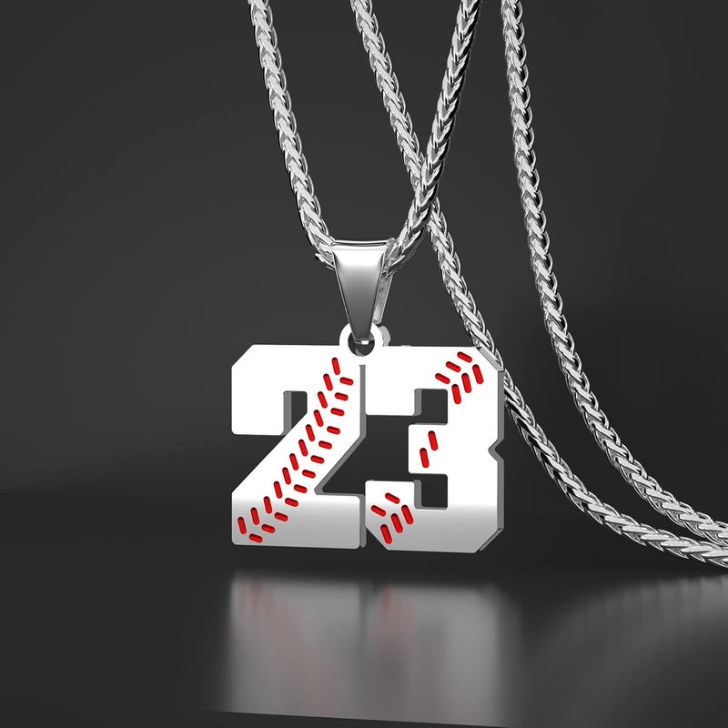 Wikavanli Personalized Baseball Jersey Number 00-99 Necklace - Stainless Steel Baseball Chain Pendant Necklace - Team Jewelry Gift for Boys, Girls, Men, Women - Image 2
